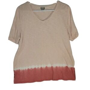 CHICO'S  V‎ neck tee short sleeve light pink ombre size 3 beachy  coastal casual